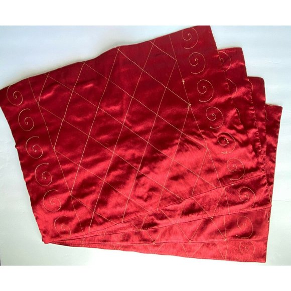 Burgundy Red & Gold Table Placemats Set of 4 - Picture 3 of 9